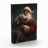 Weimaraner Met Sinterklaas Feestelijke Kerstmis Fotoblokken (Links)