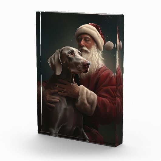 Weimaraner Met Sinterklaas Feestelijke Kerstmis Fotoblokken (Rechts)