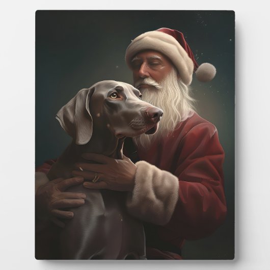 Weimaraner Met Sinterklaas Feestelijke Kerstmis Fotoplaat (Voorkant)