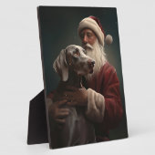 Weimaraner Met Sinterklaas Feestelijke Kerstmis Fotoplaat (Zijkant)