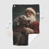 Weimaraner Met Sinterklaas Feestelijke Kerstmis Golfhanddoek (Insitu)