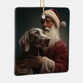 Weimaraner Met Sinterklaas Feestelijke Kerstmis Keramisch Ornament (Rechts)