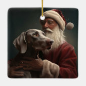 Weimaraner Met Sinterklaas Feestelijke Kerstmis Keramisch Ornament (Achterkant)