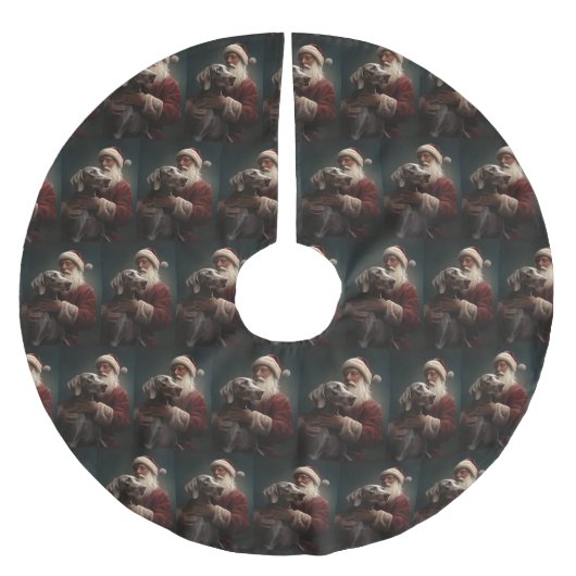 Weimaraner Met Sinterklaas Feestelijke Kerstmis Kerstboom Rok (Voorkant)