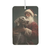 Weimaraner Met Sinterklaas Feestelijke Kerstmis Luchtverfrisser (Voorkant)