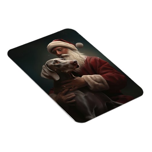 Weimaraner Met Sinterklaas Feestelijke Kerstmis Magneet (Rechterzijde)