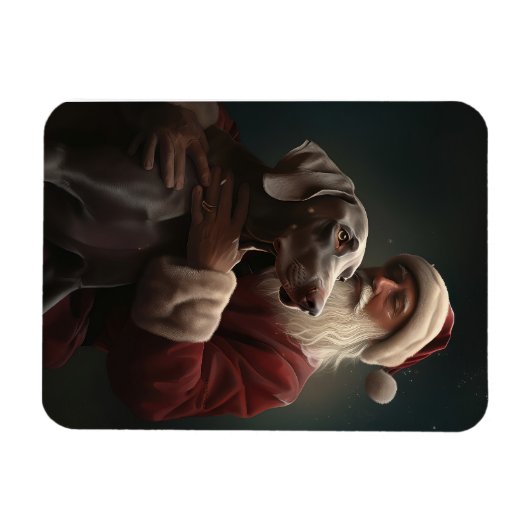 Weimaraner Met Sinterklaas Feestelijke Kerstmis Magneet (Horizontaal)