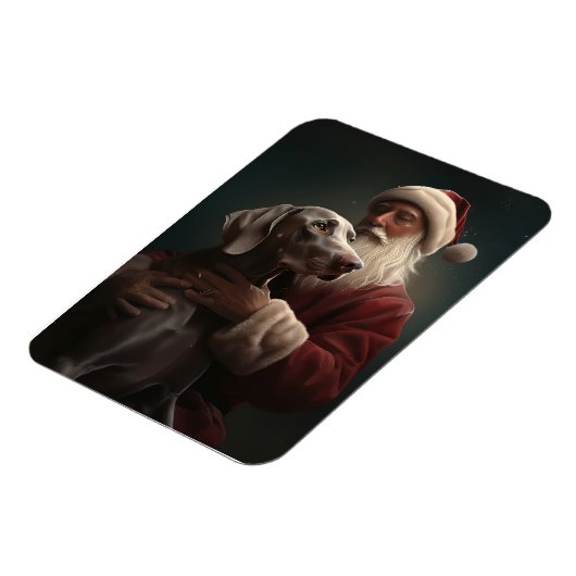 Weimaraner Met Sinterklaas Feestelijke Kerstmis Magneet (Linkerzijde)