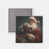Weimaraner Met Sinterklaas Feestelijke Kerstmis Magneet (Voorkant / Achterkant)
