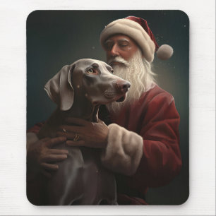 Weimaraner Met Sinterklaas Feestelijke Kerstmis Muismat