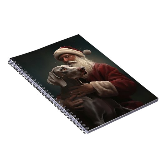 Weimaraner Met Sinterklaas Feestelijke Kerstmis Notitieboek (Rechterzijde)