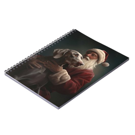 Weimaraner Met Sinterklaas Feestelijke Kerstmis Notitieboek (Linkerzijde)