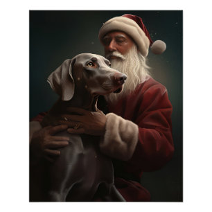 Weimaraner Met Sinterklaas Feestelijke Kerstmis Perfect Poster