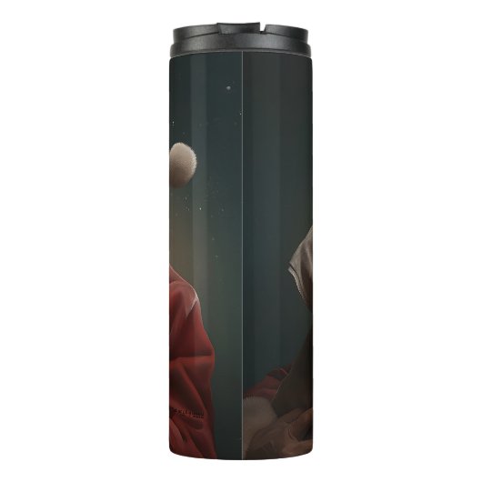 Weimaraner Met Sinterklaas Feestelijke Kerstmis Thermosbeker (Achterkant)