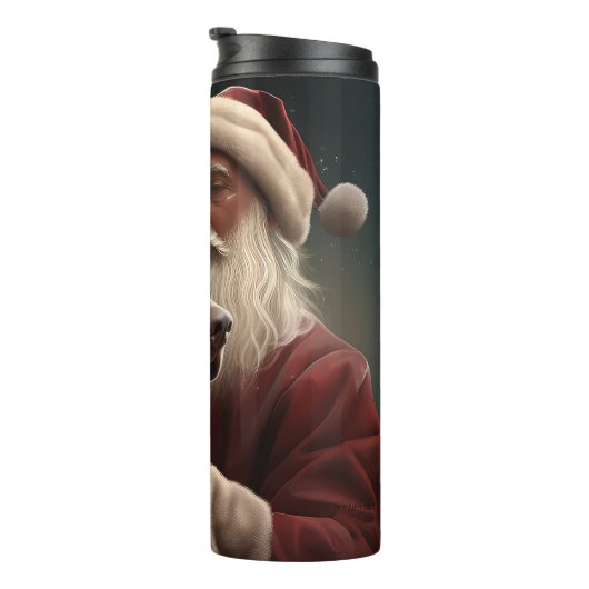 Weimaraner Met Sinterklaas Feestelijke Kerstmis Thermosbeker (Geroteerd rechts)