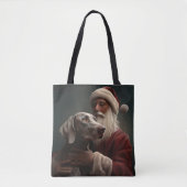 Weimaraner Met Sinterklaas Feestelijke Kerstmis Tote Bag (Voorkant)
