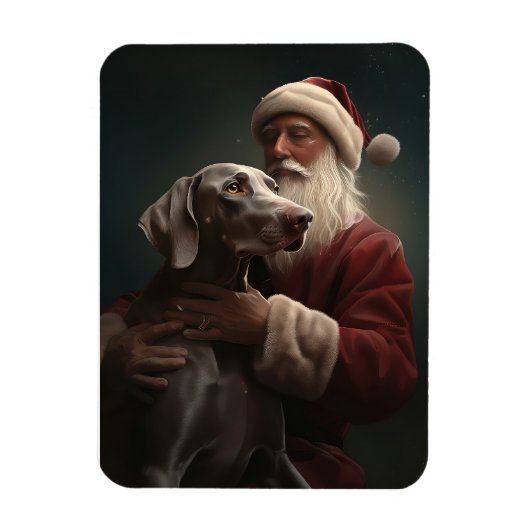 Weimaraner Met Sinterklaas Festive Kerstmis Magneet (Verticaal)