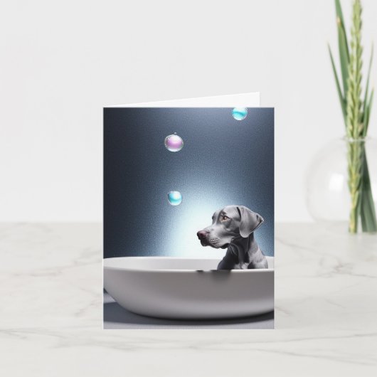 Weimaraner met Wenskaart van bubbels Kaart (Voorkant)