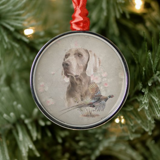 Weimaraner Metalen Ornament (Boom)