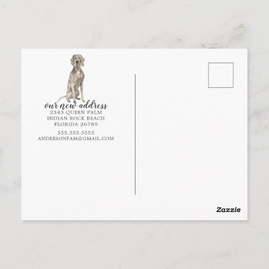Weimaraner Moving Announcement Briefkaart (Achterkant)
