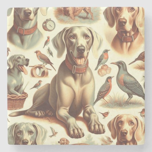  Weimaraner naadloos Stenen Onderzetter (Voorkant)
