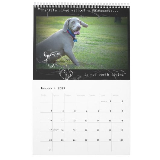 Weimaraner Nation : Quotentieregeling Kalender (Jan 2027)