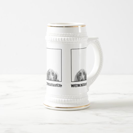 Weimaraner Nation : Weimaraner in een doos. Bierpul (Voorkant rechts)