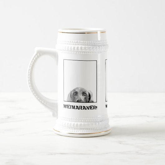 Weimaraner Nation : Weimaraner in een doos. Bierpul (Links)