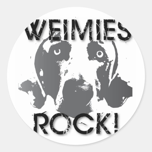Weimaraner Nation: Weimies ROCK! Ronde Sticker (Voorkant)