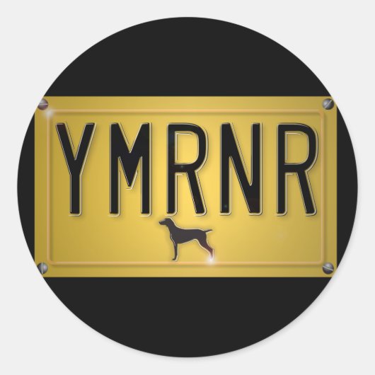 Weimaraner Nation: YMRNR Licence Bord Ronde Sticker (Voorkant)