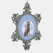 Weimaraner Noel Sleutelhanger Tin Sneeuwvlok Ornament (Links)