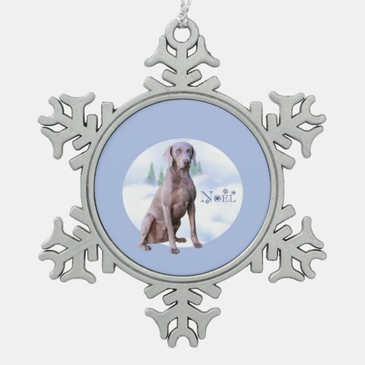 Weimaraner Noel Sleutelhanger Tin Sneeuwvlok Ornament (Voorkant)