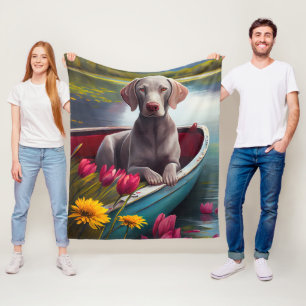 Weimaraner op een peddel: Een landschappelijk avon Fleece Deken