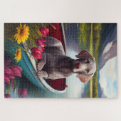 Weimaraner op een peddel: Een landschappelijk avon Legpuzzel (Horizontaal)