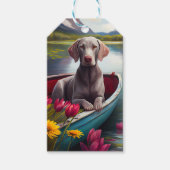 Weimaraner op een peddel: Een Schilderachtig avont Cadeaulabel (Voorkant)