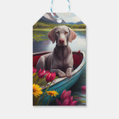 Weimaraner op een peddel: Een Schilderachtig avont Cadeaulabel (Achterkant)