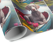 Weimaraner op een peddel: Een Schilderachtig avont Cadeaupapier (Rol Hoek)