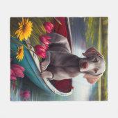 Weimaraner op een peddel: Een Schilderachtig avont Fleece Deken (Voorkant (Horizontaal))