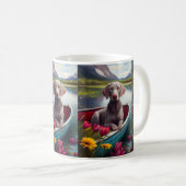 Weimaraner op een peddel: Een Schilderachtig avont Koffiemok (Voorkant rechts)