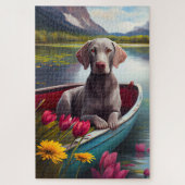 Weimaraner op een peddel: Een Schilderachtig avont Legpuzzel (Verticaal)