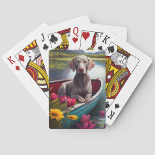 Weimaraner op een peddel: Een Schilderachtig avont Pokerkaarten