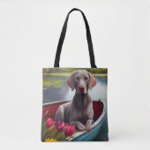 Weimaraner op een peddel: Een Schilderachtig avont Tote Bag (Voorkant)