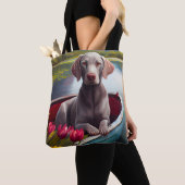 Weimaraner op een peddel: Een Schilderachtig avont Tote Bag (Dichtbij)