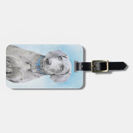 Weimaraner Painting - Kute Original Dog Art Bagagelabel (Voorkant horizontaal)