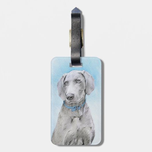 Weimaraner Painting - Kute Original Dog Art Bagagelabel (Achterkant verticaal)