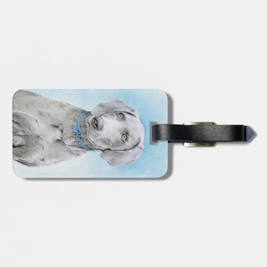 Weimaraner Painting - Kute Original Dog Art Bagagelabel (Achterkant horizontaal)