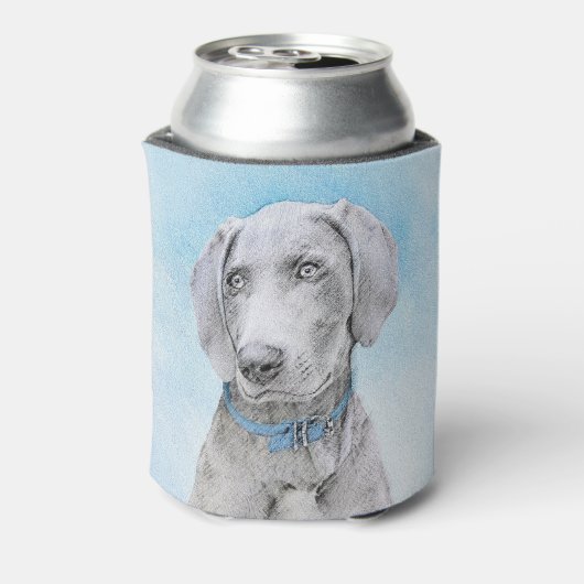 Weimaraner Painting - Kute Original Dog Art Blikjeskoeler (Blikje Achterkant)
