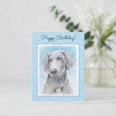 Weimaraner Painting - Kute Original Dog Art Briefkaart (Staand voorkant)