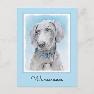 Weimaraner Painting - Kute Original Dog Art Briefkaart
