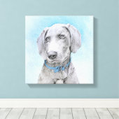 Weimaraner Painting - Kute Original Dog Art Canvas Afdruk (Insitu (Houten vloer))